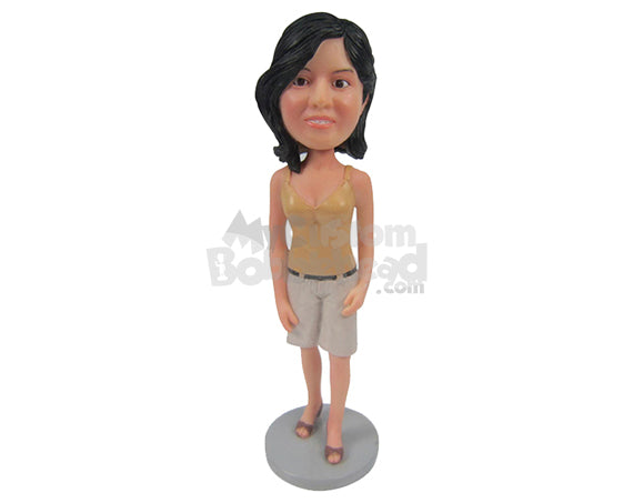 Custom Bobblehead Lovely Girl In Sleeveless Sparkling Top And Shorts - Leisure & Casual Casual Females Personalized Bobblehead & Cake Topper Custom Bobblehead Lovely Girl In Sleeveless Sparkling Top And Shorts - Leisure & Casual Casual Females Personalized Bobblehead & Cake Topper